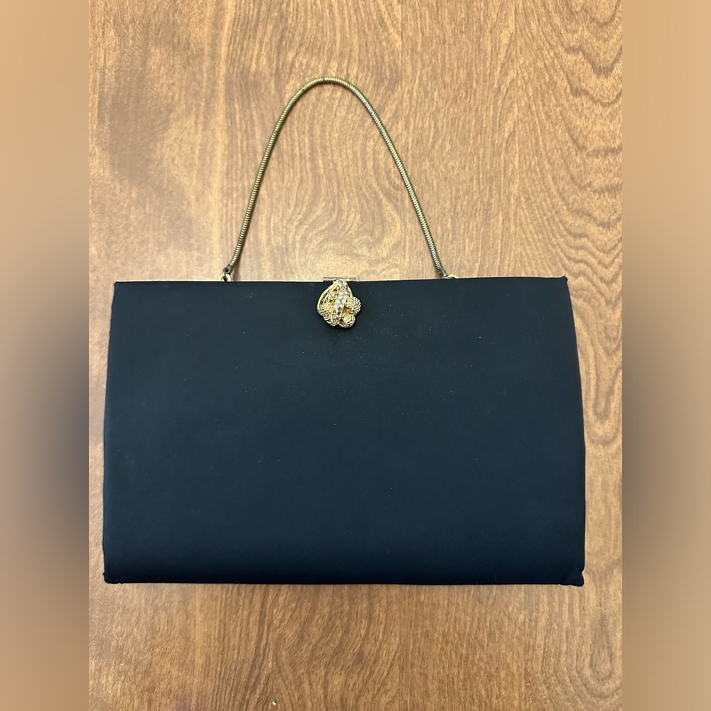 ILGWU Black Clutch Evening Bag Purse Ladies Garment Workers Union Vintage 1960s